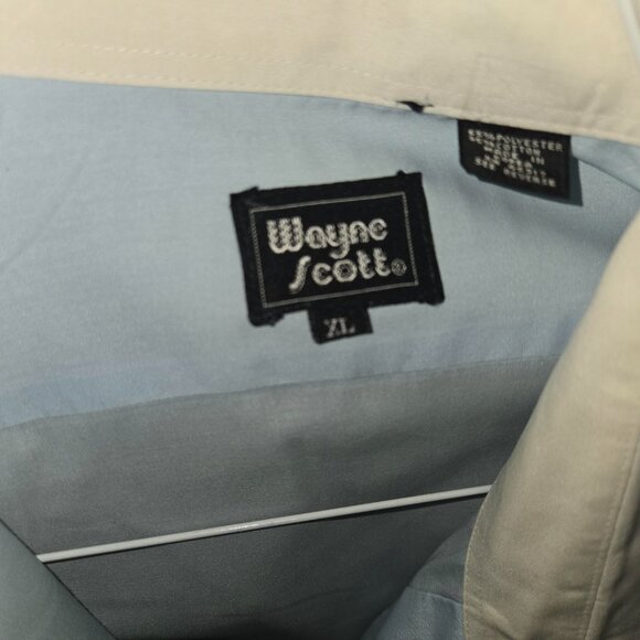 Wayne Scott XL Contrast Collar Dress Shirt – Light Blue & White Vintage Formal - Picture 4 of 4